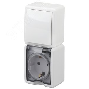 Блок розетка+выкл. верт. IP54, 16A(10AX)-250В, ОУ, Эра Эксперт, белый, 11-7407-01 - ЭРА (Энергия света)