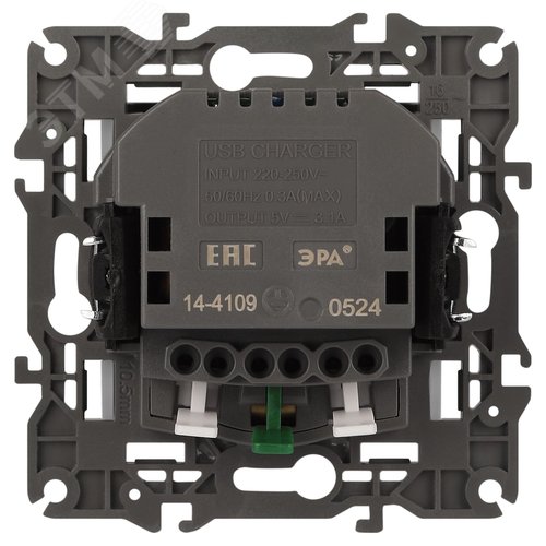 Розетка 2P+E 16A-250В, штор. с 2xUSB 5В-3А, Эра Elegance, белый 14-4109-01 - фото 5