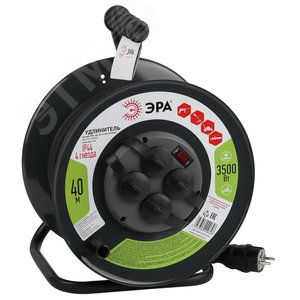 Удлинитель силовой RMx-4es-3x1.5-40m-IP44KG на м. катушке c/з 4 гн 40м КГ 3х1.5 RMx-4es-3x1.5-40m-IP44KG - ЭРА (Энергия света)