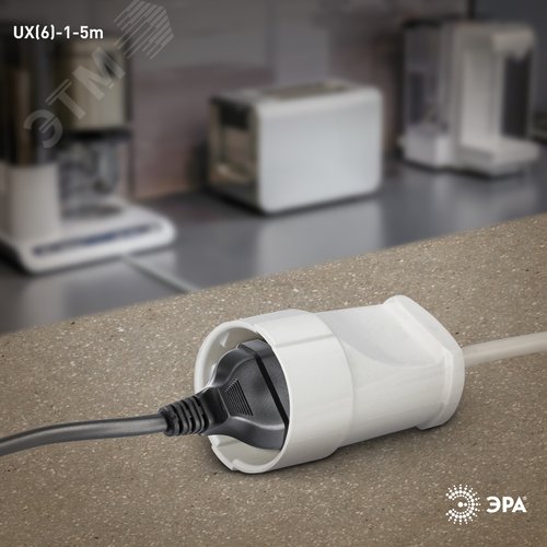 Удлинитель UX6-1-5m без заземл, ПВС 2x0,75 мм2, 1 гнездо, 5м 20/720 UX6-1-5m - фото 2