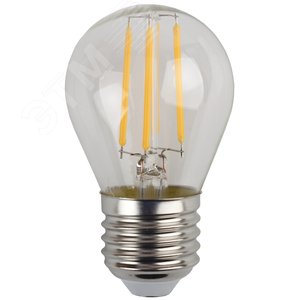 Лампа светодиодная F-LED P45-5W-840-E27  (филамент, шар, 5Вт, нейтр, E27) (25/50/3750) ЭРА 3