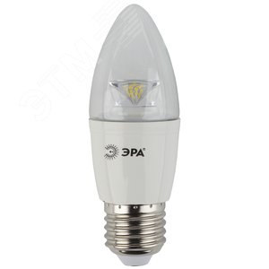 Лампа светодиодная LED B35-7W-827-E27-Clear  (диод,свеча,7Вт,тепл, E27) (6/60/2640) ЭРА 3
