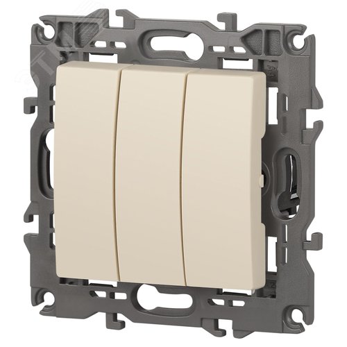 Выключатель трехклавишный, в рамку (скрытого монтажа) слоновая кость 10А 250В автоматические (безвинтовые) зажимы ЭРА Elegance 14-1107-02 4