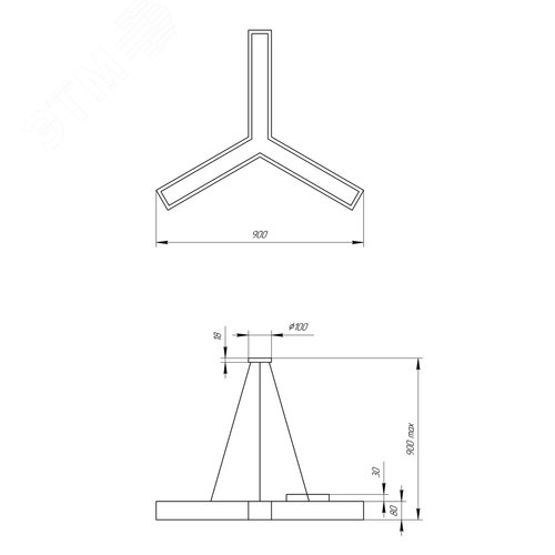 Светильник светодиодный Geometria Igrek SPO-143-W-40K-056 56Вт 4000К 3700Лм IP40 900*900*80 белый подвесной ЭРА - фото 6