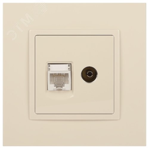 Розетка RJ45+TV, Эра Elegance, сл.кость, 14-3110-02 - фото 2