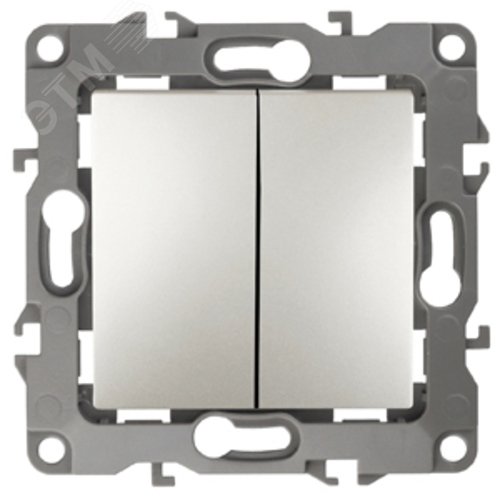 Выключатель двухклавишный скрытого монтажа перламутр 10А 250В автоматические (безвинтовые) ЭРА 12 12-1104-15 2