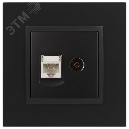 Розетка RJ45+TV, Эра Elegance, антрацит, 14-3110-05 - фото 2