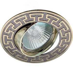 Светильник встраиваемый литой поворотный антик Т MR16,KL28 А GU/G 12V/220V, 50W  черный металл/золото (100/2100) ЭРА (C0043723)