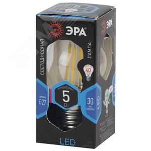 F-LED P45-5W-840-E27 Лампы СВЕТОДИОДНЫЕ F-LED ЭРА (филамент, шар, 5Вт, нейтр, E27), | Б0039191 | ЭРА 2