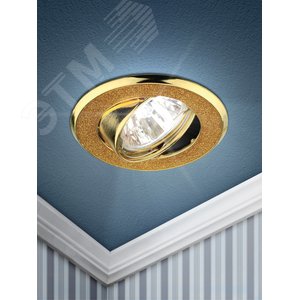 Светильник декор круглый  со стеклянной крошкой MR16,12V/220V, 50W, золото/золот DK18 GD/SH YL ЭРА (C0043760) 2