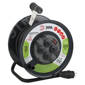 Удлинитель силовой RMx-4es-3x2.5-30m-IP44KG на металлической катушке c/з 4 гнезда 30м КГ 3х2.5 RMx-4es-3x2.5-30m-IP44KG - ЭРА (Энергия света)