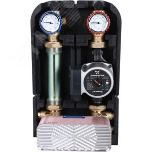 Группа насосная с теплообменником 34 пластины,с насосом Grundfos UPSO 25-65 в теплоизоляции - STOUT