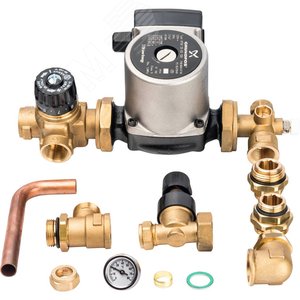 Узел насосно-смесительный с термостатическим клапаном и байпасом Grundfos UPSO 25-65 130 (SDG-0020-002002) - STOUT