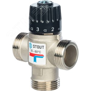 Клапан термост/смес STOUT 1 НР 35-60гр Kvs=1,6 - STOUT