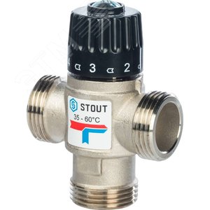 Клапан термост/смес STOUT 1 НР 35-60гр Kvs=2,5 - STOUT