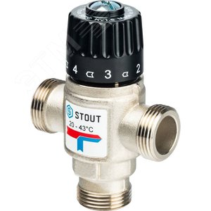 Клапан термост/смес STOUT 3/4 НР 20-43гр Kvs=1,6 - STOUT