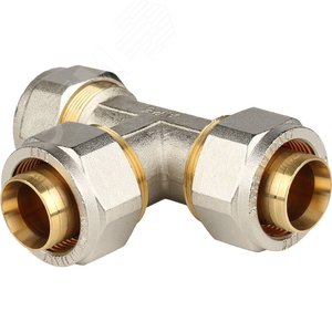 Тройник равнопроходный 32x32x32 для металлопластиковых труб винтовой - STOUT