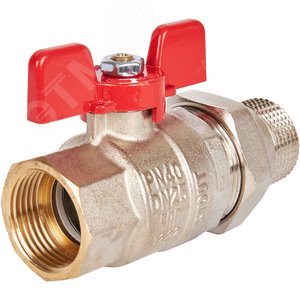 Кран шаровой со сгоном 1' ВН ручка бабочка (EPDM) 2