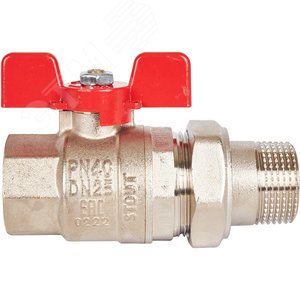 Кран шаровой со сгоном 1' ВН ручка бабочка (EPDM) 5