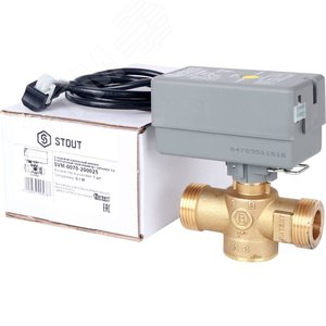 Клапан 2-ходовой зональный клапан сервопривод 230V с 3-х жильным кабелем 1м, НР 1' - STOUT