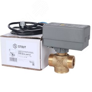 Клапан компактный 2-ходовой зональный клапан, сервопривод 230V, с кабелем 1м, НР 1' - STOUT