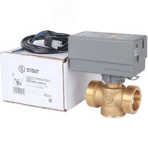 Клапан компактный 2-ходовой зональный клапан, сервопривод 230V, с кабелем 1м, НР 1 1/4' - STOUT