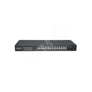 Коммутатор PoE Fast Ethernet на 26 портов 24xFE (10/100 Base-T) 2xGE Combo Uplink (RJ45 + SFP) (SW-62422/B(330W)) - OSNOVO