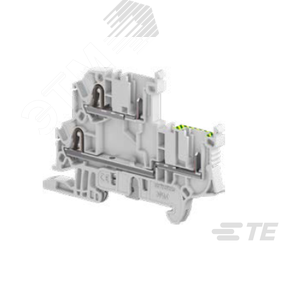 Клемма ZDK2.5-D2-PE, 2 зажима+2 разъема, 2 уровня независимых, Земля, желто-зеленая - TE Connectivity ОУЭО