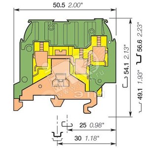 Клемма винтовая MA4/6 4мм.кв Земля (ENT1SNA195637R1200) - TE Connectivity (Enterlec,Tyco)