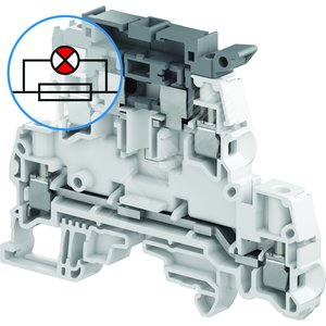 Клемма винтовая ZS4-D2-SF1-R1 - 4 мм?, 2 уровня, 4 зажима, держатель предохранителя на верхнем уровне, с индикатор сгор. предохр. 24-110В AC/DC - TE Connectivity ОУЭО