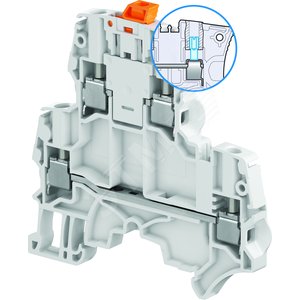 Клемма винтовая ZS4-D2-S-T2 - 4 мм?, 2 уровня, 4 зажима, ножевой разъединитель на верхнем уровне, 2 тест. Розетки на верхнем уровне - TE Connectivity ОУЭО