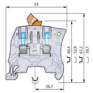 Клемма винтовая ZS4-S-T2 4мм.кв. с разъединителем серая 2 тестовые розетки - TE Connectivity ОУЭО