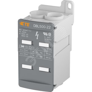 Блок DBL500-22 распределительный, ввод макс. 2x95 кв.мм., вывод макс.  2x95 кв.мм. - TE Connectivity ОУЭО