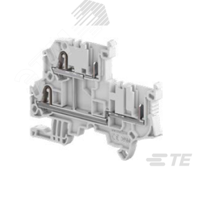 Клемма ZDK2.5-D1, 2 зажима+2 разъема, 2 уровня, соединенных, серая - TE Connectivity ОУЭО