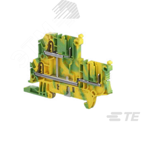 Клемма ZDK2.5-D1-PE, 2 зажима+2 разъема, 2 уровня, соединенных, серая, Земля, желто-зеленая - TE Connectivity ОУЭО