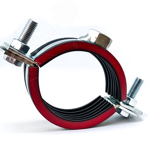 Хомут трубный с резиновым уплотнением Т 7 200-210мм  сантехнический гайка М16 оцинкованная сталь W1 высокой нагрузки