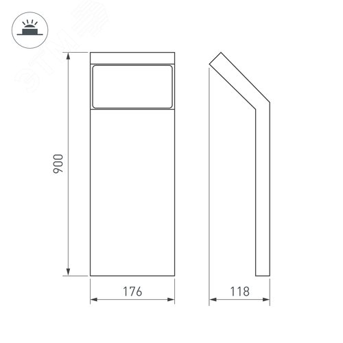 Светильник LGD-ECRAN-BOLL-H900-9W Warm3000 (GR, 108 deg, 230 В) (ARL, IP65 Металл, 3 года) - фото 3