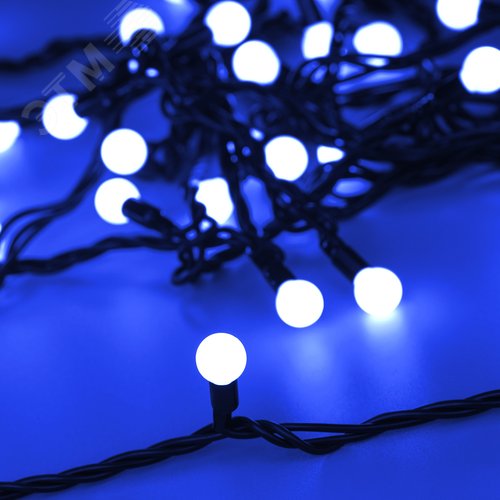 Гирлянда светодиодная декоративная ARD-BALL-CLASSIC-D13-10000-BLACK-100LED BLUE 230V, 7W ARDCL, IP65