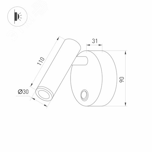 Светильник SP-BED-R90-3W Warm3000 (WH, 20 deg, 230V) (ARL, IP20 Металл, 3 года) - фото 4