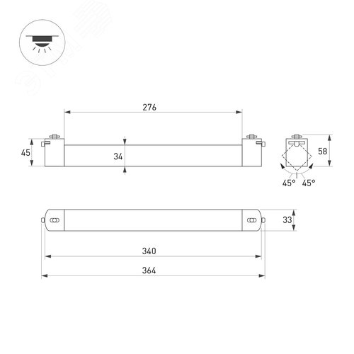 Светильник светодиодный трековый LGD-NEPTUN-2TR-L343-10W Warm3000 (WH, 100 deg, 230V) (ARL, IP20 металл, 5 лет) - фото 3