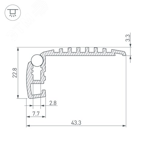 Профиль STEP-MINI-2000 ANOD (ARL, Алюминий) 2