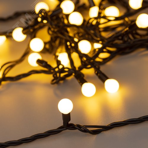 Гирлянда светодиодная ARD-BALL-CLASSIC-D13-5000-BLACK-50LED WARM 230V, 3.5W Ardecoled, IP65