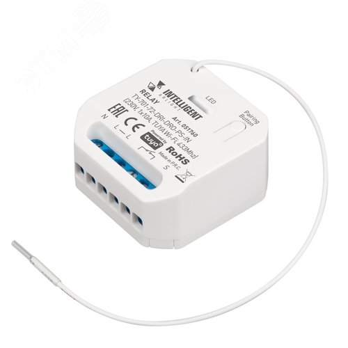 Модуль релейный INTELLIGENT ARLIGHT TY-701-72-DRI-DRO-PS-IN (230V, 1x10A, TUYA Wi-Fi, 433Mhz) (IARL, IP20 пластик, 3 года) - Arlight, артикул 051760