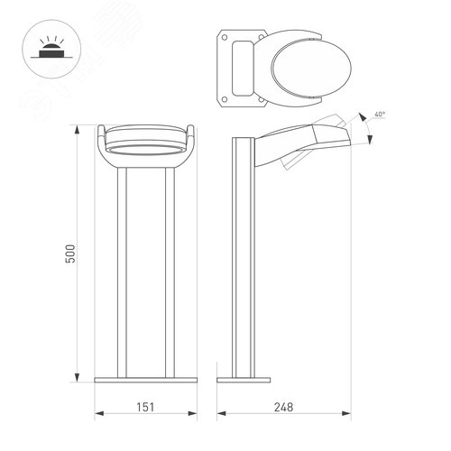 Светильник LGD-EYE-BOLL-H500-6W Warm3000 (GR, 117 deg, 230 В) (ARL, IP54 Металл, 3 года) - фото 6