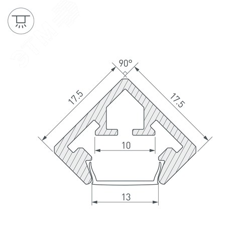 Профиль PDS45-KUB-2000 ANOD (ARL, Алюминий) (021646) - фото 2