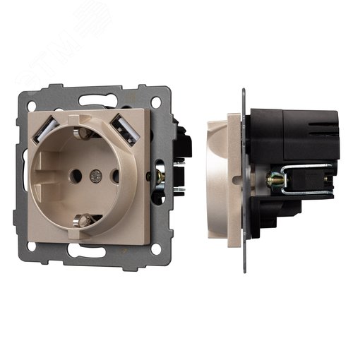 Механизм розетки с USB зарядкой SCT-MUAA-PL-GD-V 250V, 16A - Arlight