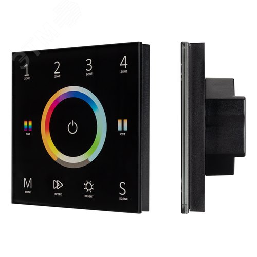 Панель Sens SMART-P67-MULTI Black 230V, 4 зоны, 2.4G ARL, IP20 пластик, 5 лет - Arlight
