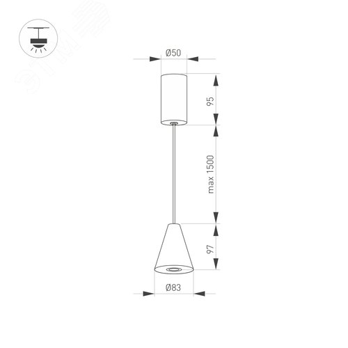 Светильник SP-ELEMENTA-CONE-R83-9W Warm3000 (WH, 39 deg, 230V) (IP40 металл, 3 года) - фото 5