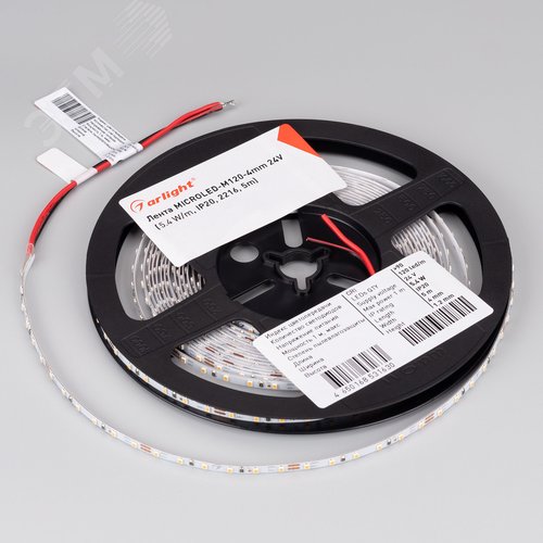 Лента светодиодная 5.4 Вт/м 24В 3000K IP20 120LED/м MICROLED-M120-4mm SMD 2216 5 м - фото 2
