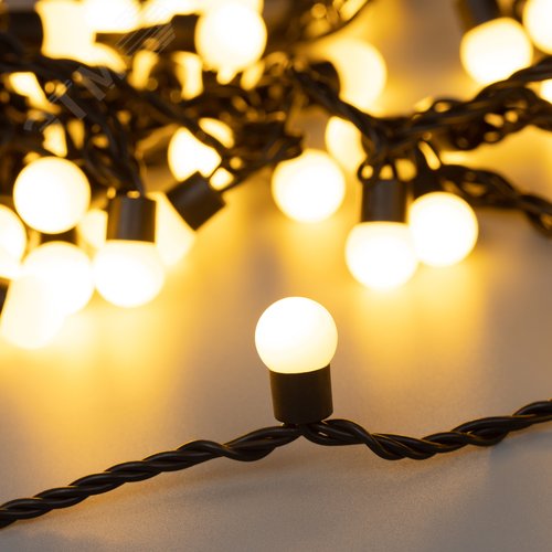 Гирлянда светодиодная декоративная ARD-BALL-CLASSIC-D17.5-10000-BLACK-100LED WARM 230V, 7W ARDCL, IP65
